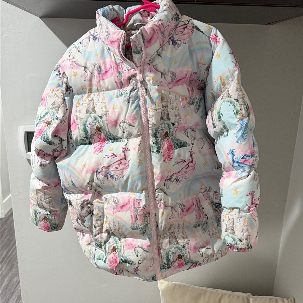 Unicorn Print Puffer Jacket